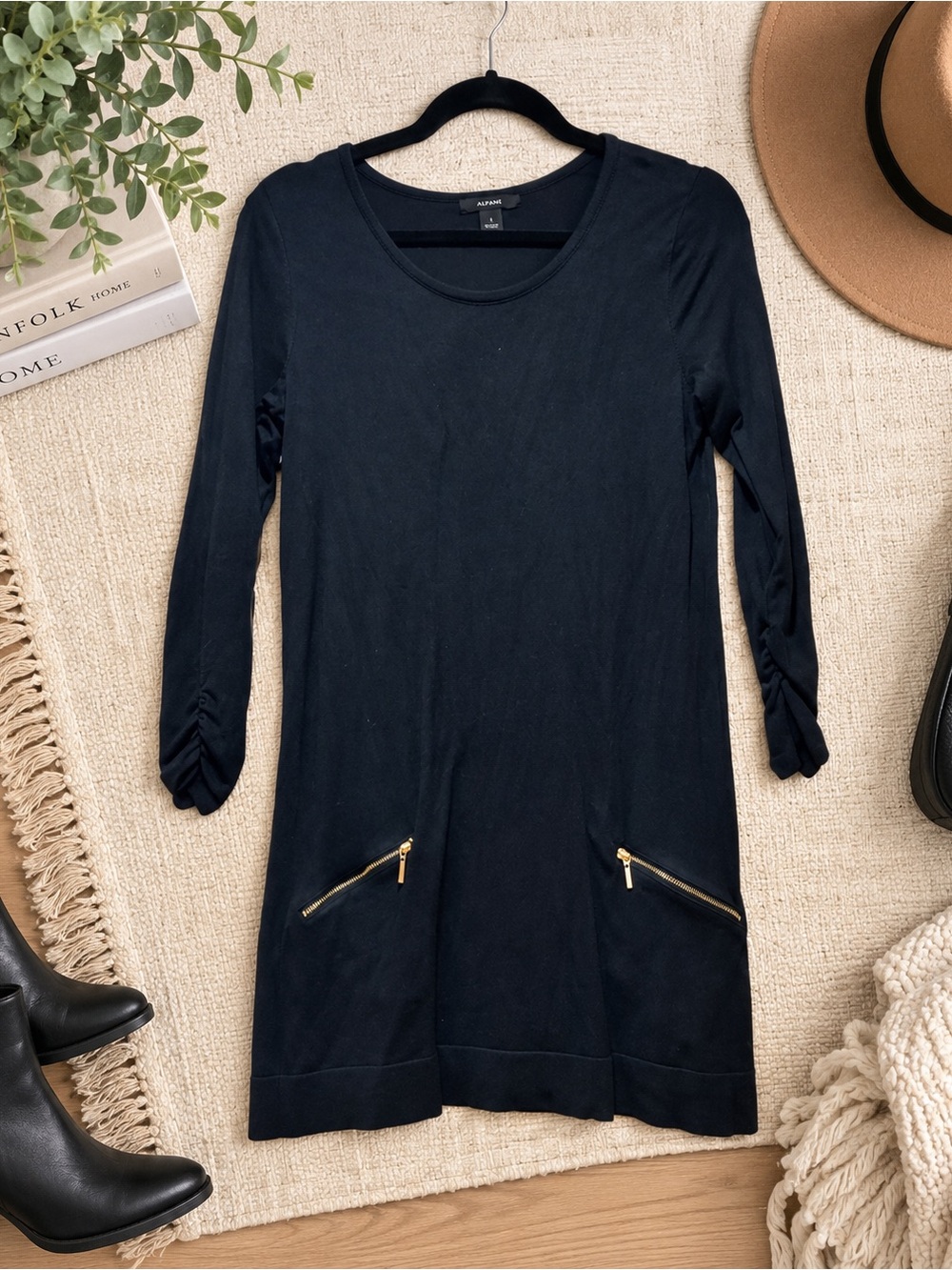 Alfani Sweater Dress with Pockets Size S| Cozy Knit Tunic Shift Casual Fall